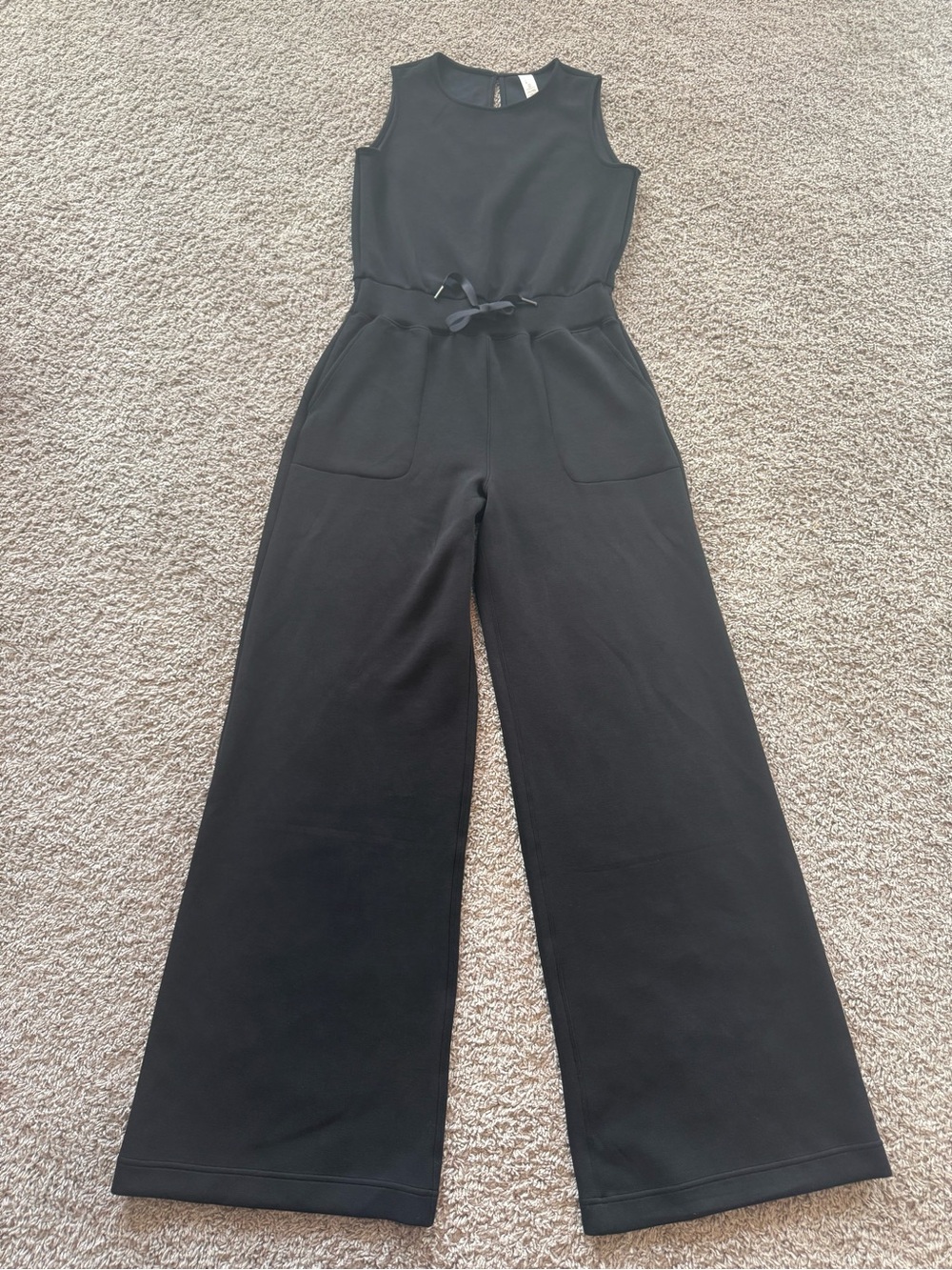 SPANX Air Essentials Wide Leg Jumpsuit, Black, Sz Medium Tall